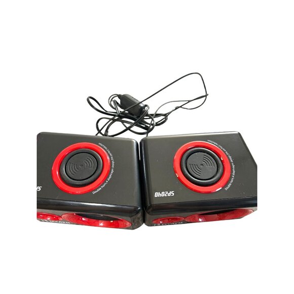 Reccazr Speakers Mini SP2040 Black/Red 2.0 Computer Speakers 5x3x4 Set of 2 - Picture 8 of 9